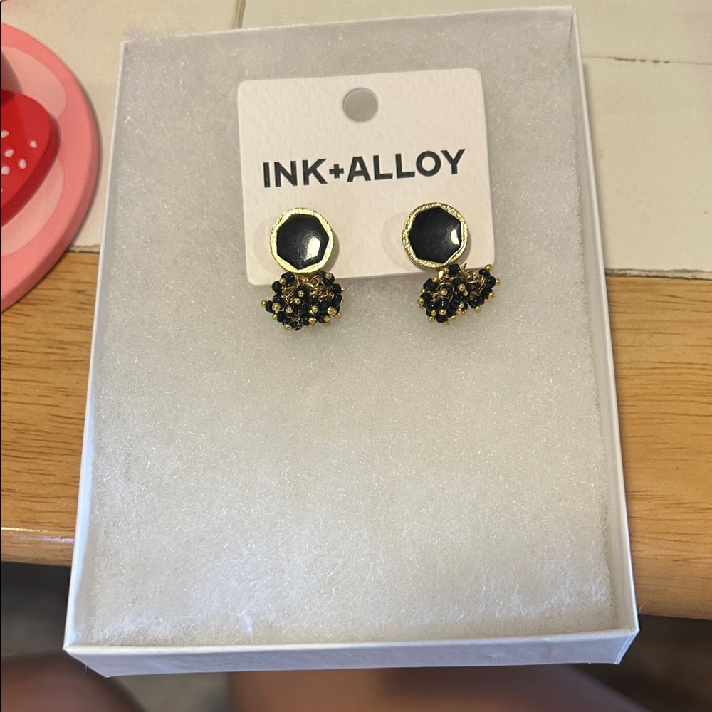 INK+ALLOY Black and Gold Earrings